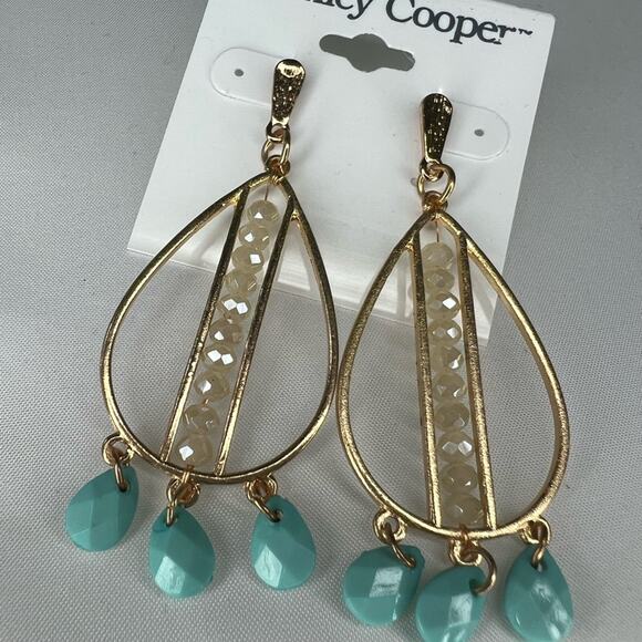 Ashley Cooper Dangle Crystal turquoise Earrings - Picture 4 of 8